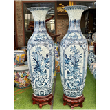  Lọ Lộc Bình Tứ Cảnh Nền Gấm Men Lam 1M40 