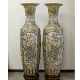  Lọ Lộc Bình Tứ Cảnh Phúc Đức Men Rạn Đắp Nổi Vẽ Vàng 