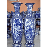  Lọ Lộc Bình Vẽ Tứ Cảnh Kỹ Men Lam Cao 1M40 