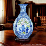  Lọ Tỳ Bà- Tứ Cảnh Cổ Đồ- Men Lam H60 