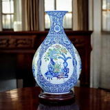  Lọ Tỳ Bà- Tứ Cảnh Cổ Đồ- Men Lam H60 