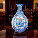  Lọ Tỳ Bà- Tứ Cảnh Cổ Đồ- Men Lam H60 