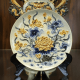  Mâm Bồng Hoa Sen Men Rạn Đắp Nổi 