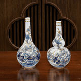  Nậm Rượu Hoa Sen Men Lam Vẽ Vàng 