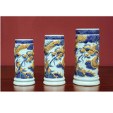  ống Hương Long Quấn Thủy Men Ngọc Đắp Nổi 