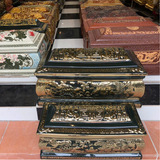  Bộ Quách Tiểu Sứ Rồng Nổi Màu Xanh Tím Than Vẽ Vàng 