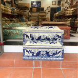  Bộ Quách Tiểu Sứ Hoa Sen Nổi Màu Trắng 