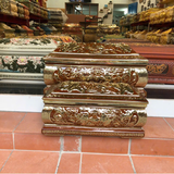  Bộ Quách Tiểu Sứ  Hoa Sen Nổi Màu Nâu Coban Vẽ Vàng 