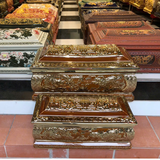  Bộ Quách Tiểu Sứ Rồng Nổi Màu Nâu Vẽ Vàng 