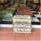  Bộ Quách Tiểu Sứ Hoa Sen Nổi Màu Trắng Vẽ Vàng 