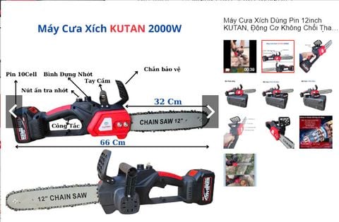  Thân cưa xích pin kutan 12inch 