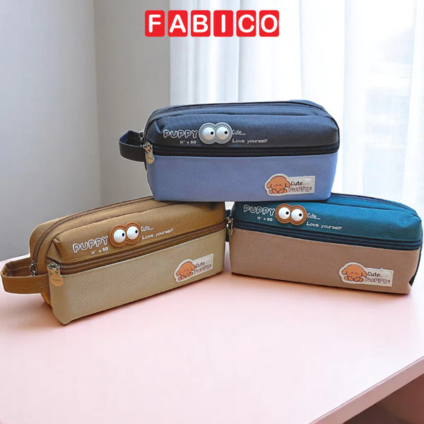 Hộp Bút Học Sinh Vải Canvas Lớn Chống Nước Khóa Kéo Chắc Chắn