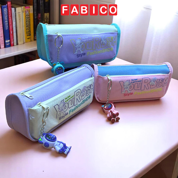 Hộp Bút Học Sinh Vải Canvas Kèm Móc Treo Phi Hành Gia Sức Chứa Lớn Chống Nước Đa Năng