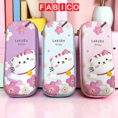 Hộp Bút 3D Hình Mèo Sakura Chất Liệu Nhựa Chống Nước Khóa Kéo Chắc Chắn