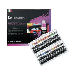 Bộ màu vẽ Acrylic dạng tuýp Renaissance, màu vẽ Acrylic 12/24 màu x 12 ML