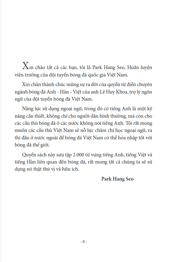 2000 Từ Vựng Chuyên Ngành Bóng Đá Anh - Việt - Hàn