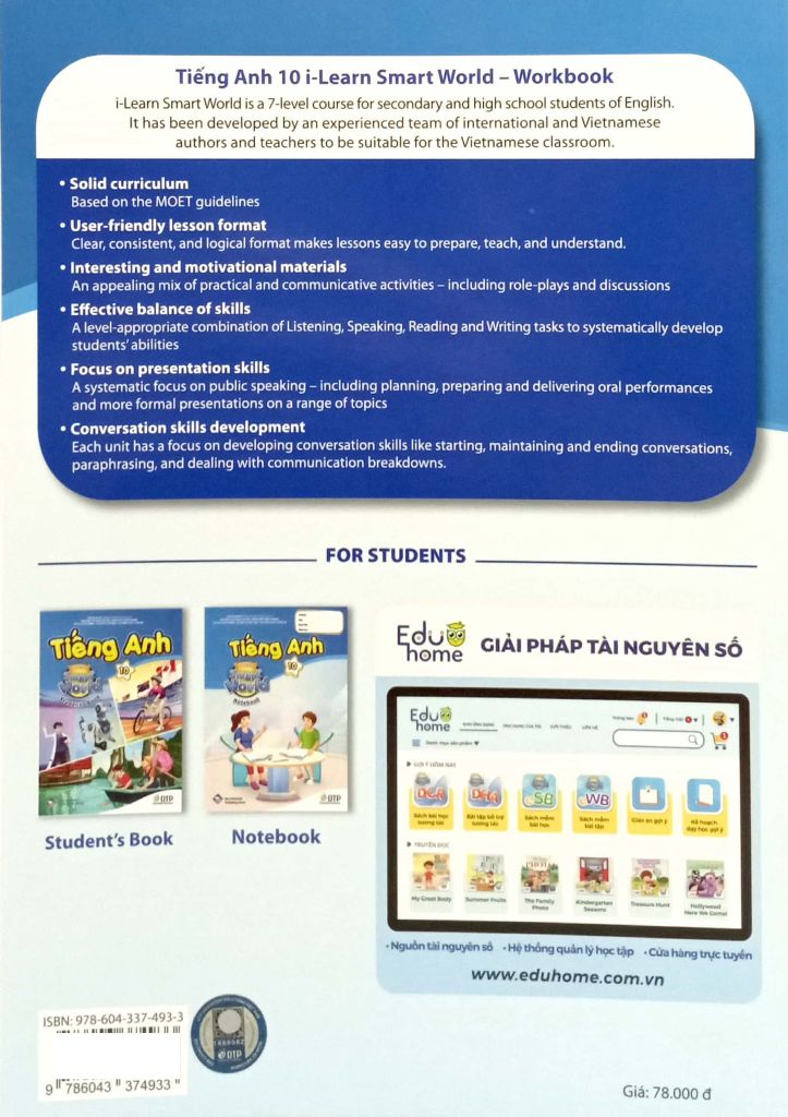 Tiếng Anh 10 I-Learn Smart World - Workbook (Sách Bài Tập)