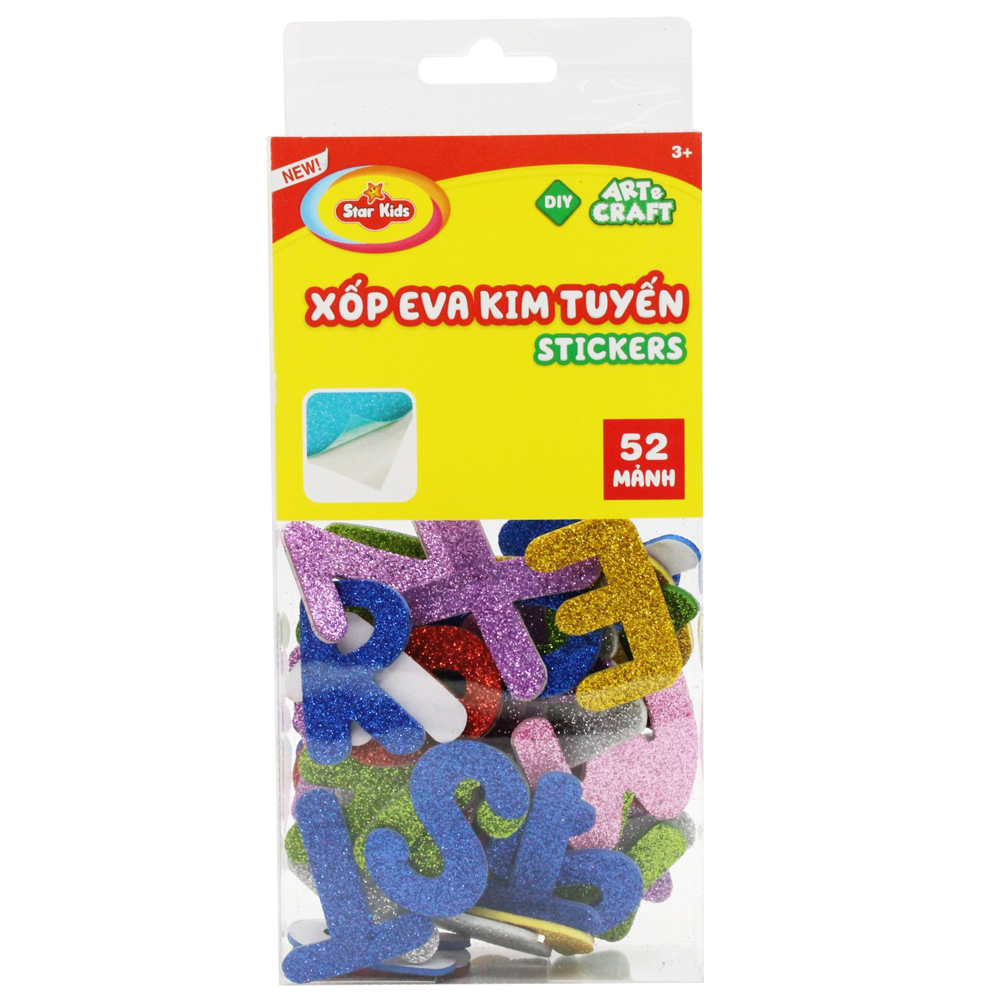 Bộ Đồ Chơi Hình Dán Xốp EVA Kim Tuyến - Star Kids K-943 - Hình Chữ (52 Mảnh Ghép)