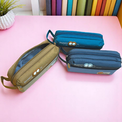 Hộp Bút Học Sinh Vải Canvas Lớn Chống Nước Khóa Kéo Chắc Chắn