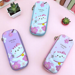 Hộp Bút 3D Hình Mèo Sakura Chất Liệu Nhựa Chống Nước Khóa Kéo Chắc Chắn