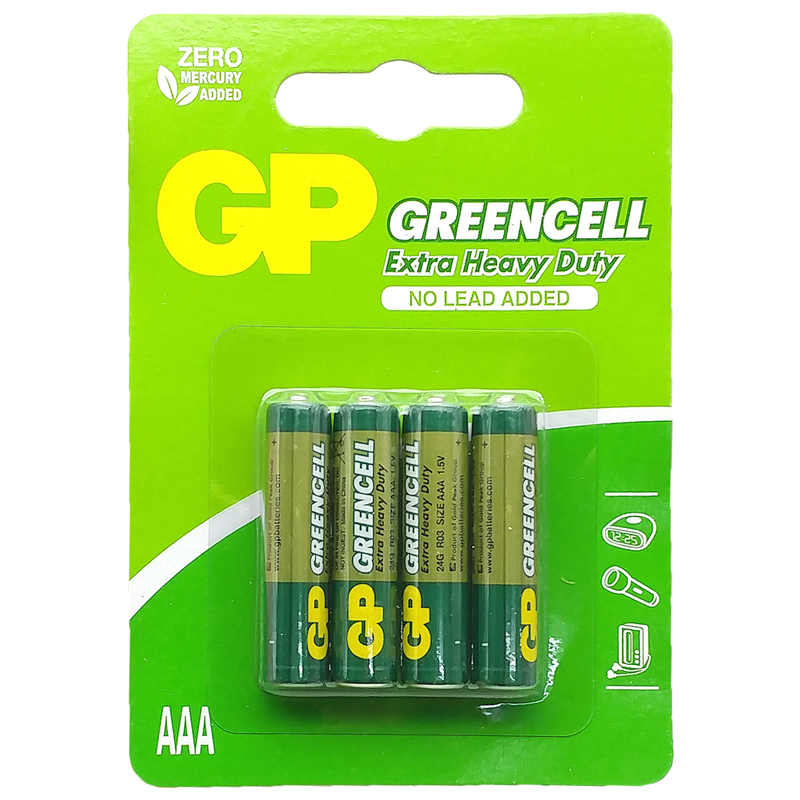 Vỉ 4 Pin Đũa GP Greencell Extra Heavy Duty AAA 1.5V - GP 24G-2U4