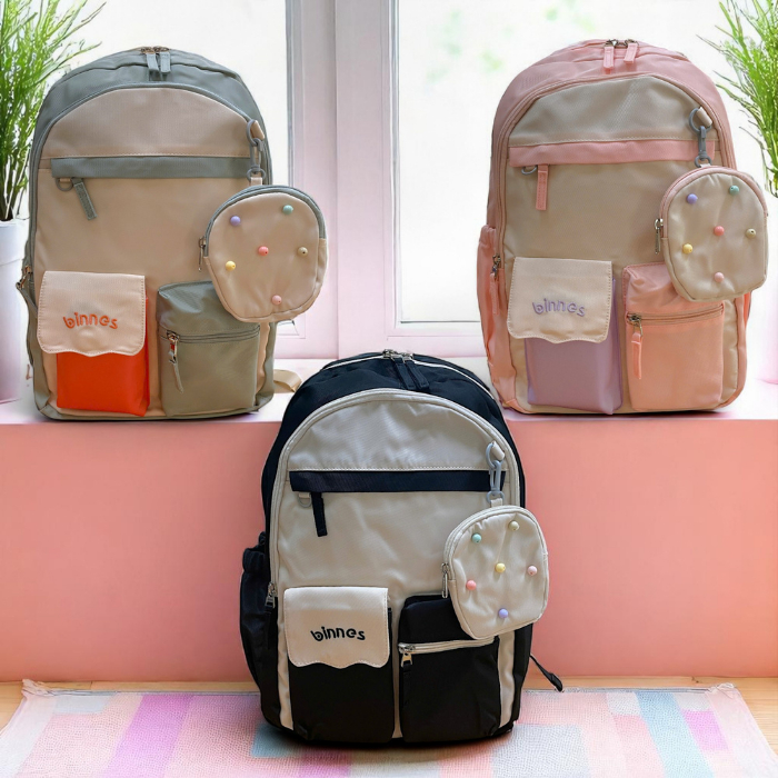 Balo Đi Học Nữ Binbes Phong Cách Nhật Nhẹ, Chống Gù, Màu Pastel, Đựng Laptop, Đi Làm Và Du Lịch