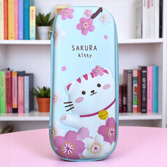 Hộp Bút 3D Hình Mèo Sakura Chất Liệu Nhựa Chống Nước Khóa Kéo Chắc Chắn