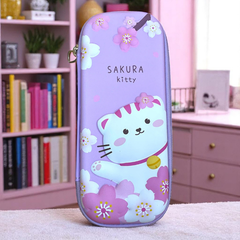 Hộp Bút 3D Hình Mèo Sakura Chất Liệu Nhựa Chống Nước Khóa Kéo Chắc Chắn