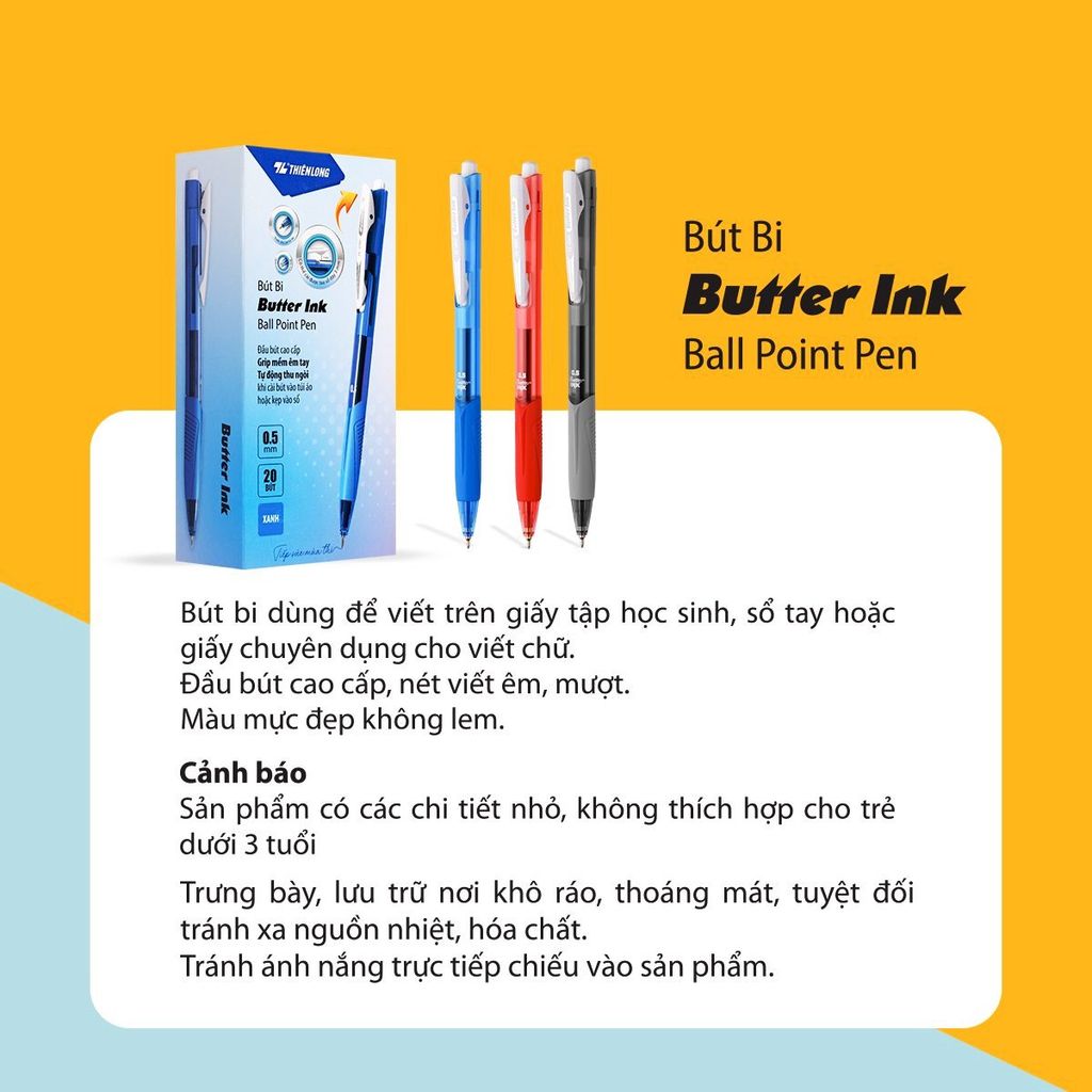 Bút Bi 0.5 mm Laris - Thiên Long TL-095 - Mực Xanh