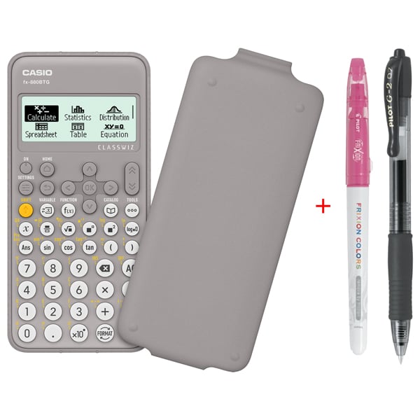 Máy Tính Casio FX-880BTG - Màu Xám + Bút Frixion Colors và G2 (Bút Giao Ngẫu Nhiên)