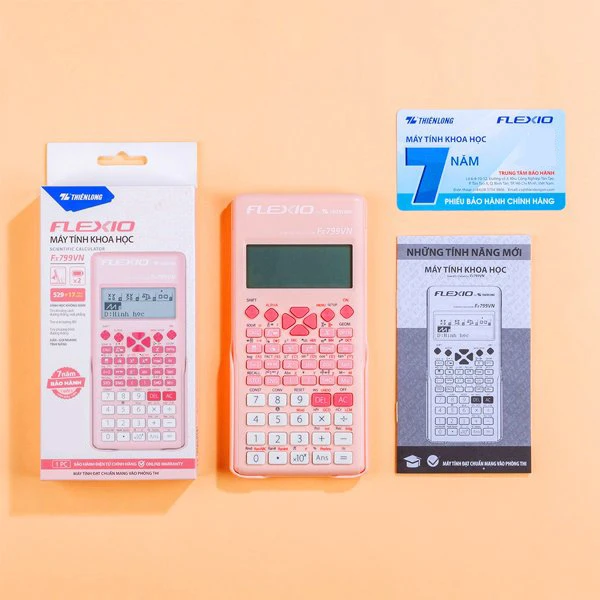Máy Tính Khoa Học Flexio - Thiên Long Fx799VN - Màu Hồng (Bản Mới - Nâng Cấp)