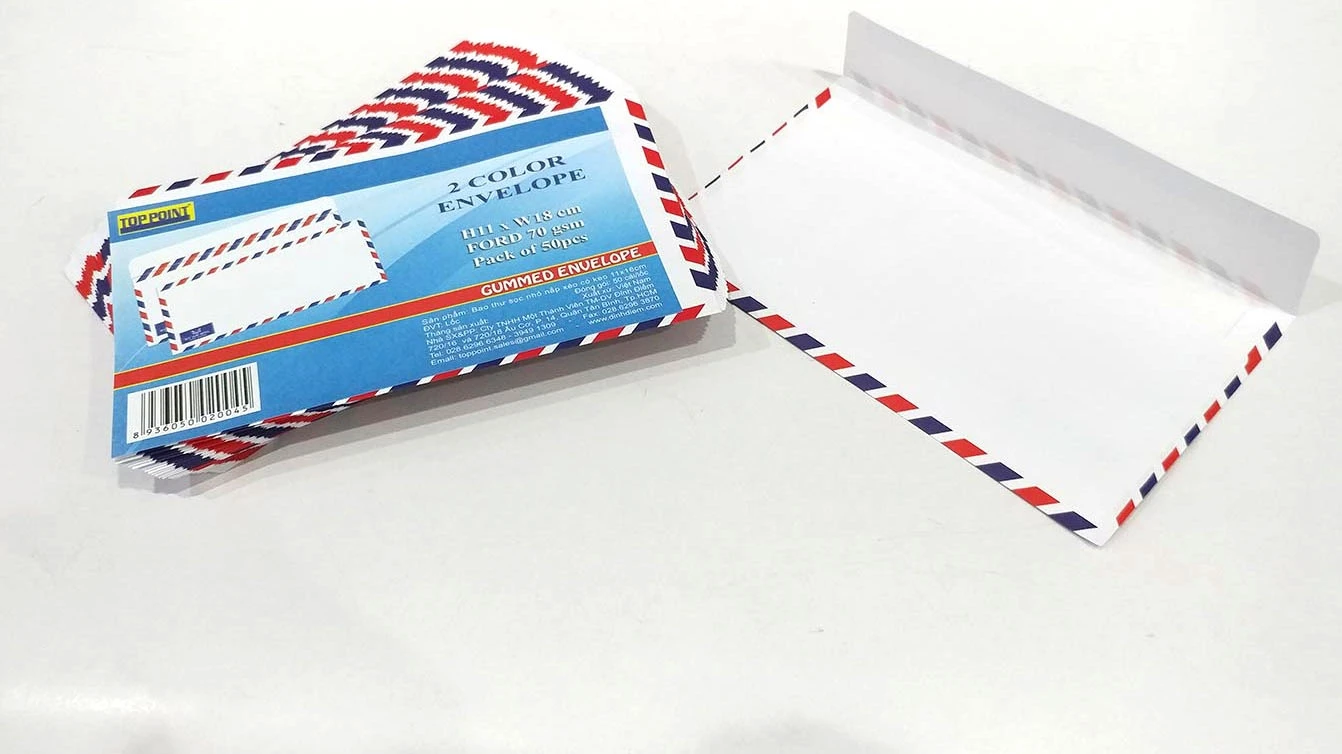 Bao Thư Sọc Nhỏ Nắp Xéo Có Keo Toppoint (50 Cái/Lốc)
