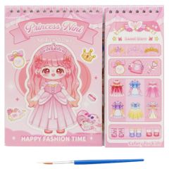 Đồ Chơi Bóc Dán Sticker Thời Trang Kèm Tô Màu Nước Dạng Nén - Công chúa Nini - Kabaxiong KBX-2204A