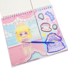 Đồ Chơi Bóc Dán Sticker Thời Trang Kèm Tô Màu Nước Dạng Nén - Công chúa Nini - Kabaxiong KBX-2204A