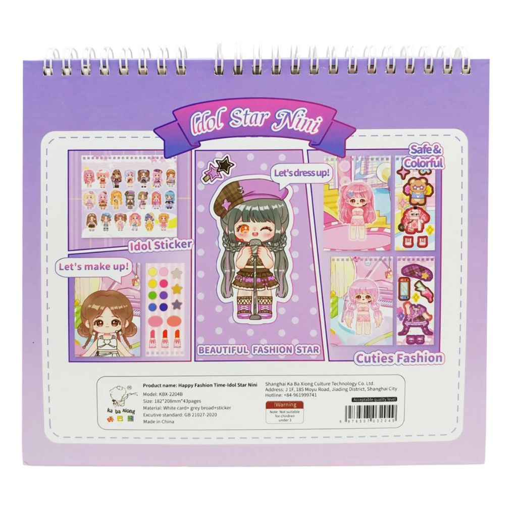 Đồ Chơi Bóc Dán Sticker Thời Trang Kèm Tô Màu Nước Dạng Nén - Ngôi sao Nini - Kabaxiong KBX-2204B