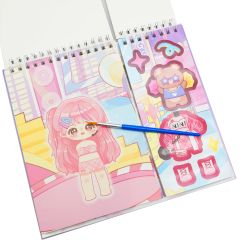 Đồ Chơi Bóc Dán Sticker Thời Trang Kèm Tô Màu Nước Dạng Nén - Ngôi sao Nini - Kabaxiong KBX-2204B
