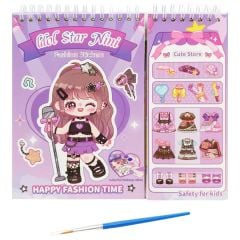 Đồ Chơi Bóc Dán Sticker Thời Trang Kèm Tô Màu Nước Dạng Nén - Ngôi sao Nini - Kabaxiong KBX-2204B