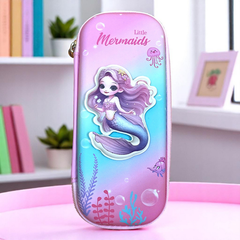 Hộp Bút Nhựa 3D Nàng Tiên Cá Chống Nước, Khóa Kéo Chắc Chắn