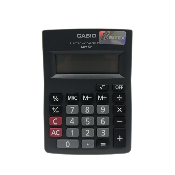 Máy Tính Văn Phòng Casio MW - 5V - BK - W-DP + Bút Ngẫu Nhiên