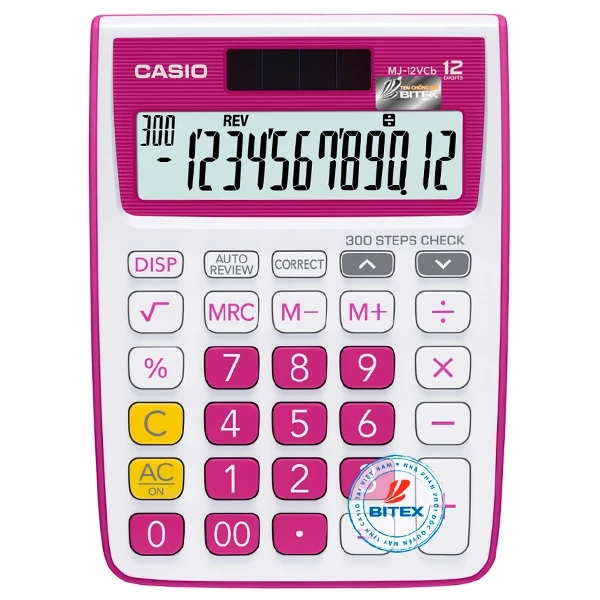 Máy Tính Văn Phòng Casio MJ 12VCB-RD + Bút Ngẫu Nhiên