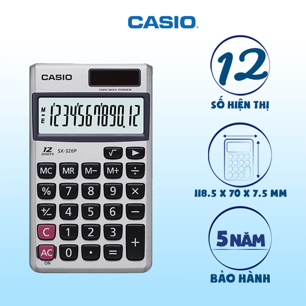 Máy Tính Văn Phòng Casio SX - 320P - W-DP + Bút Ngẫu Nhiên
