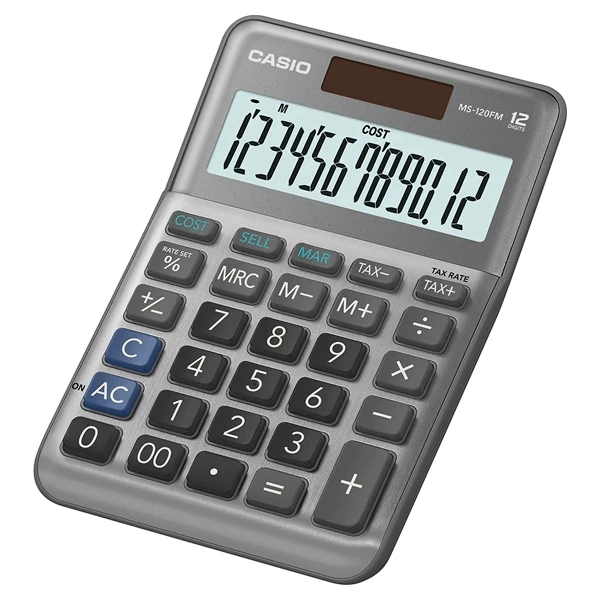 Máy Tính Văn Phòng Casio MS - 120FM - Màu Xám + Bút Ngẫu Nhiên