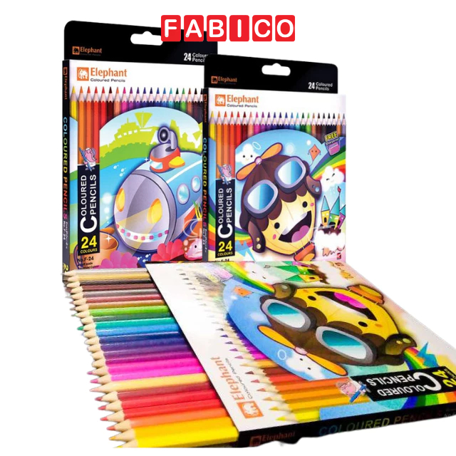 Bộ Bút Chì Màu ELEPHANT Thanh Gỗ Dài, Ngắn 12/24 Màu