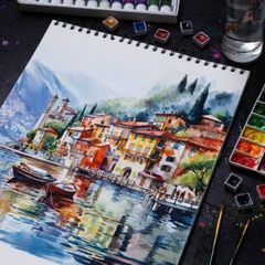 Sổ Vẽ Màu Nước, Màu Acrylic 25% Cotton 300Gsm Giấy A3/A4 Cold Pressed 12 Trang
