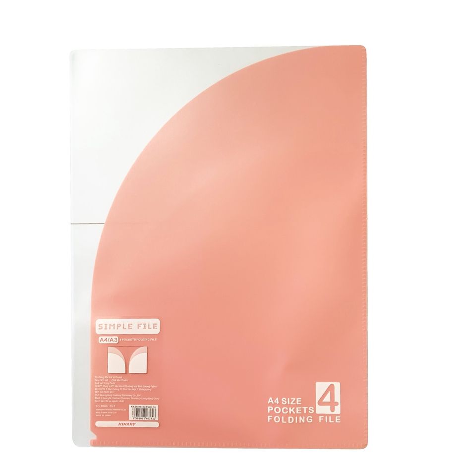 Bìa lá A4 thiết kế 4 ngăn đưng lưu trữ tài liệu màu Pastel Kinary