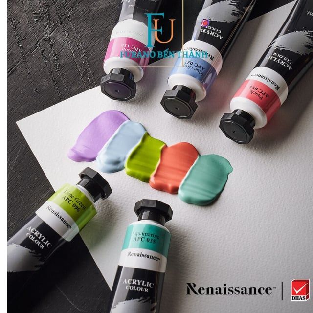 Màu nước acrylic dạng tuýp lớn 45ml Renaissance cao cấp vẽ được trên mọi chất liệu
