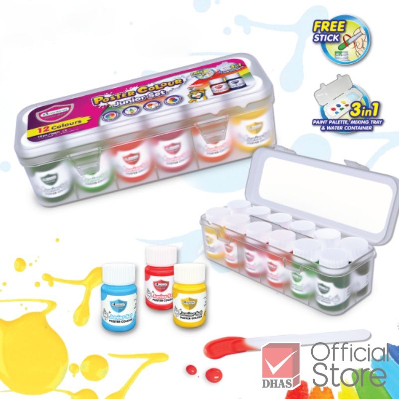 Màu vẽ nước Master Art 12 màu Poster Color lọ 15ml