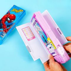 Hộp Bút 2 Ngăn Có Nút Bấm Thiết Kế Thông Minh Họa Tiết Hoạt Hình Disney Đáng yêu Cho Bé