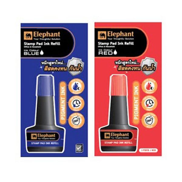 Mực Hộp Dấu, TamPon Lăn Tay Elephant Đỏ/Xanh/Đen Hộp 30ml