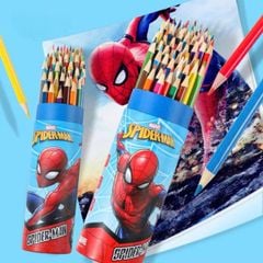 Bút Chì Màu Cốc Thân Gỗ Tự Nhiên Disney Spiderman - Màu Chì Dạng Cốc An Toàn Cho Bé Vẽ Thiết Kế Phác Họa Tô Màu
